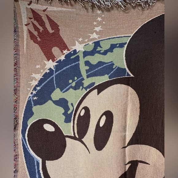 DISNEY PARKS Mickey Woven Tapestry Throw Blanket 51” x 59” Four Parks - Picture 5 of 8